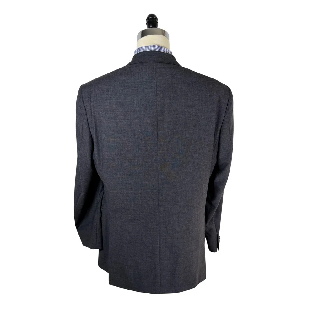 Hart Schaffner Marx Mens 44L Blazer Charcoal Textured Two Button Vtg USA Made